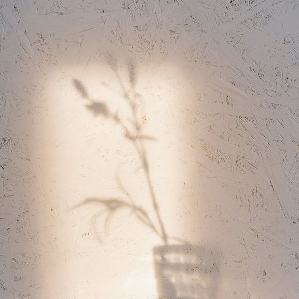 Person meditating peacefully in a minimalist room with soft cyan lighting.